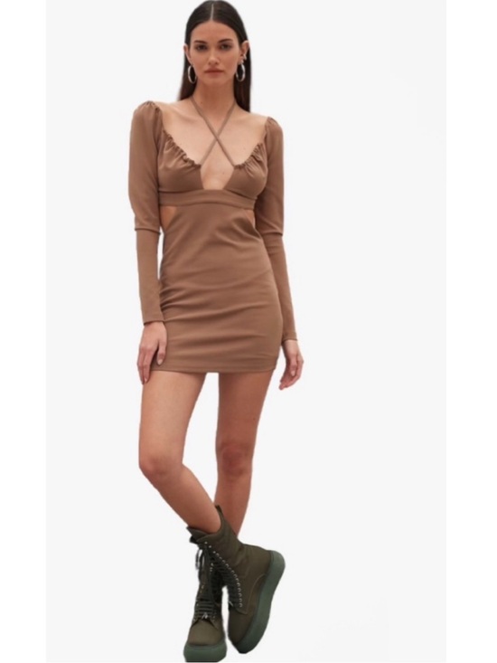 Atoir Dresses & Skirts - NWT ATOIR The Serpent Strappy Halter Long Sleeve Cutout Mini Dress in Lion US 8